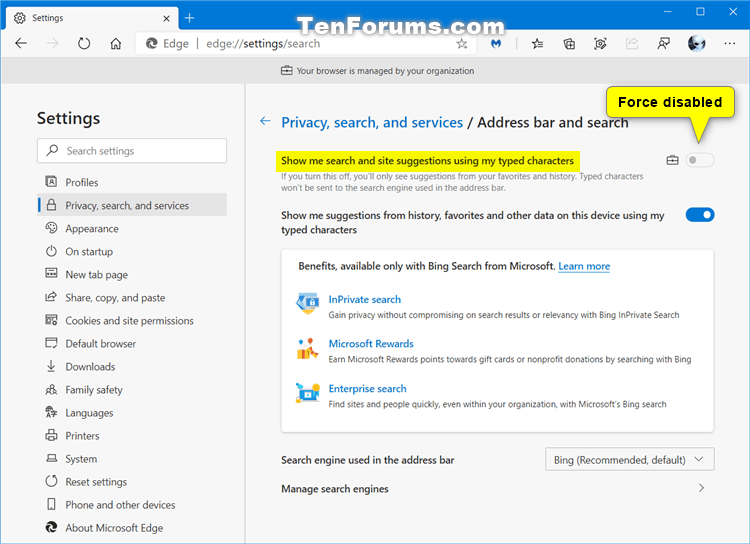 Enable or Disable Search Suggestions in Microsoft Edge Address Bar