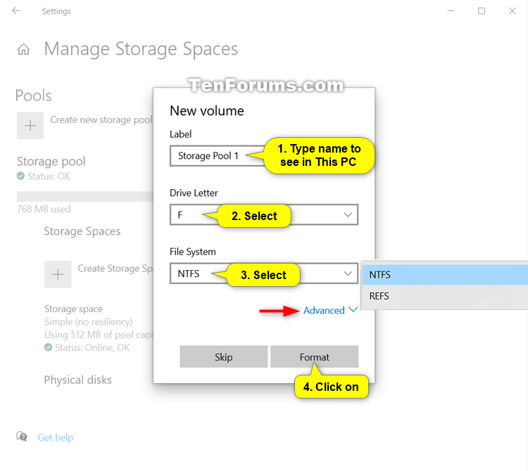 Create a New Pool and Storage Space in Windows 10 Tutorials