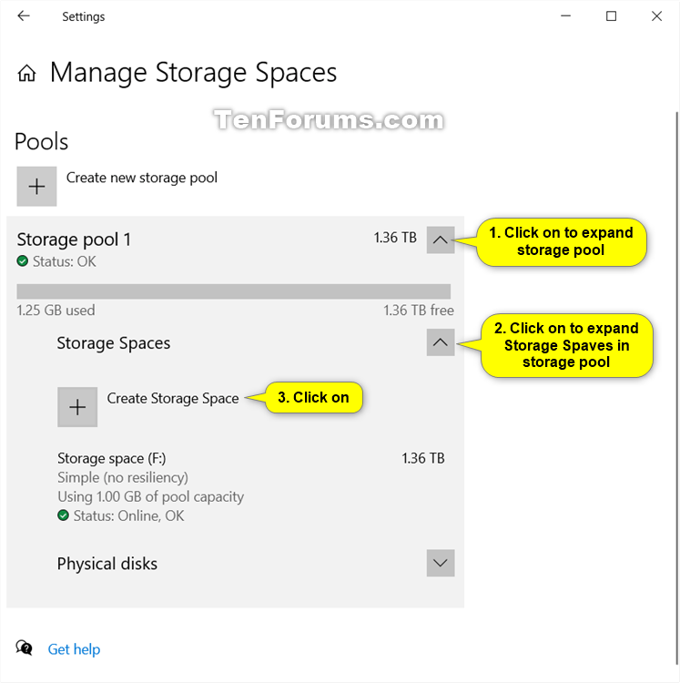 Create Storage Space for Storage Pool in Windows 10 Tutorials