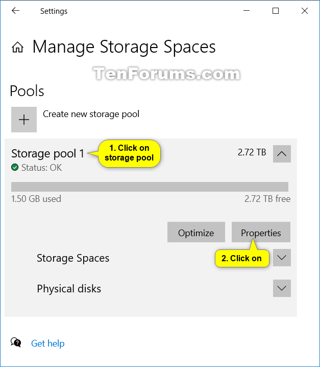 Rename Storage Pool for Storage Spaces in Windows 10 Tutorials