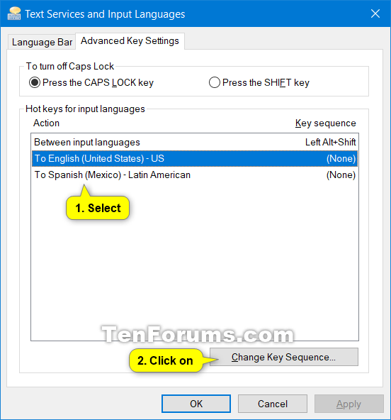 Change Keyboard Input Language and Layout Shortcut in Windows 10