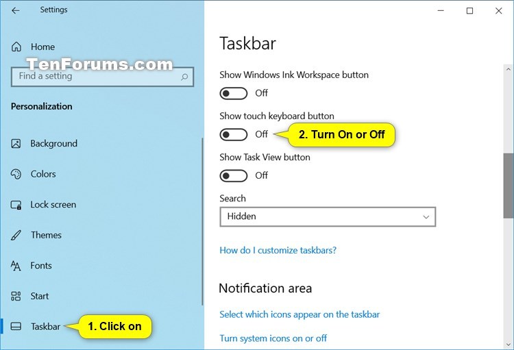 How to Hide or Show Touch Keyboard Button on Taskbar in Windows 10