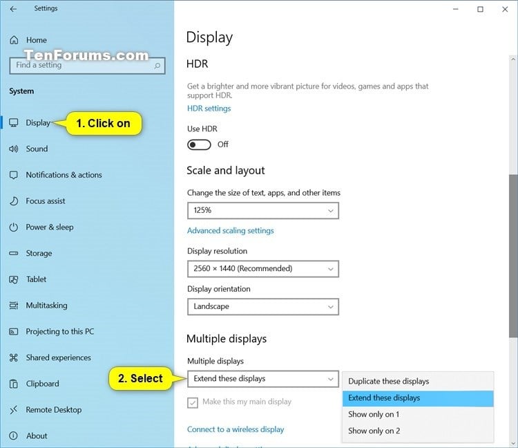 Display Switch Change Presentation Mode to Project in Windows 10