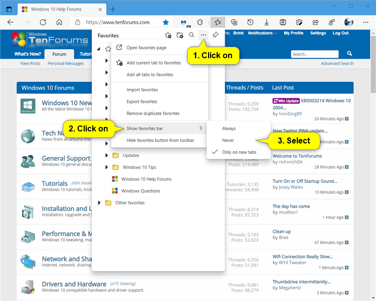 How to Add or Remove Favorites Bar in Microsoft Edge Chromium Tutorials