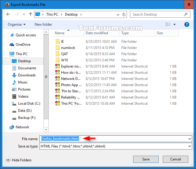 Explorer Import Bookmarks from Firefox in Windows 10 Tutorials