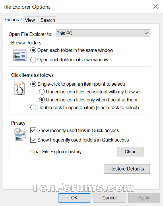 Open Folder Options in Windows 10 Tutorials