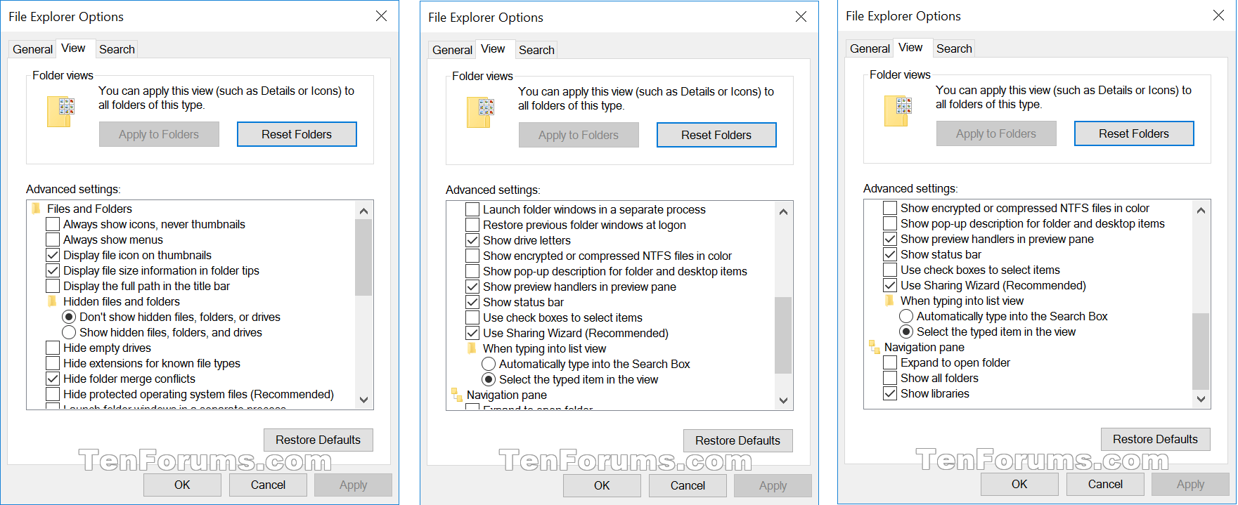 Customization Open Folder Options in Windows 10