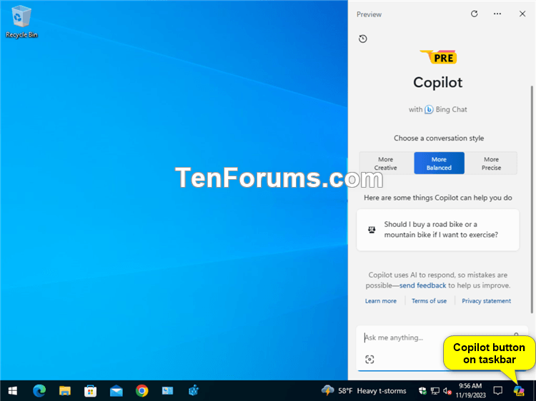 Add or Remove Copilot Button on Taskbar in Windows 10 Tutorials