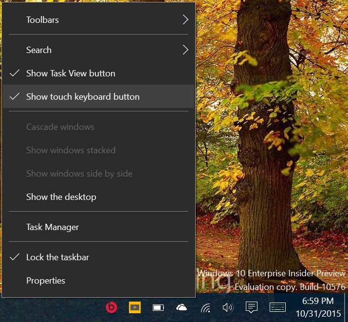 How to Hide or Show Touch Keyboard Button on Taskbar in Windows 10