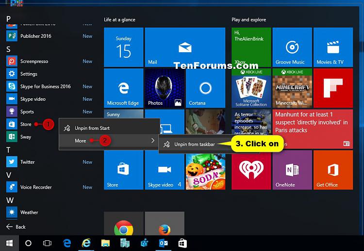 Pin To Taskbar And Unpin From Taskbar Apps In Windows 10 Windows