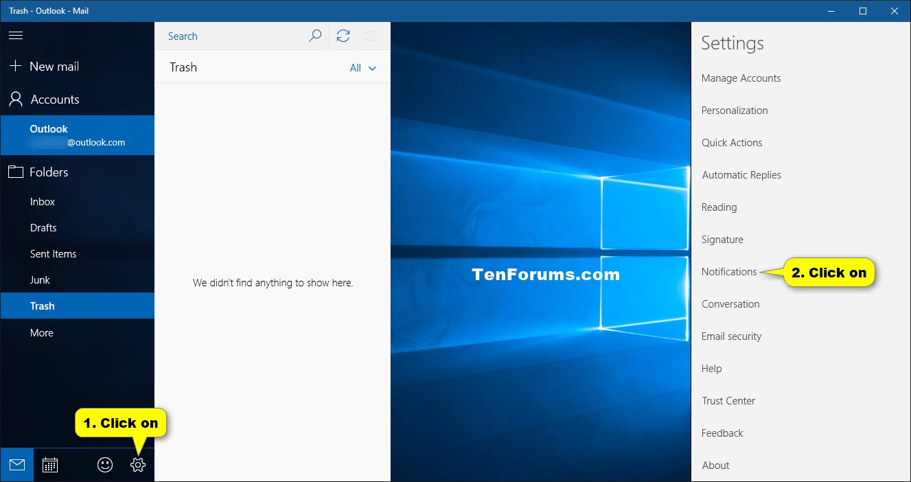 Turn On or Off Notifications from Mail app in Windows 10 Tutorials