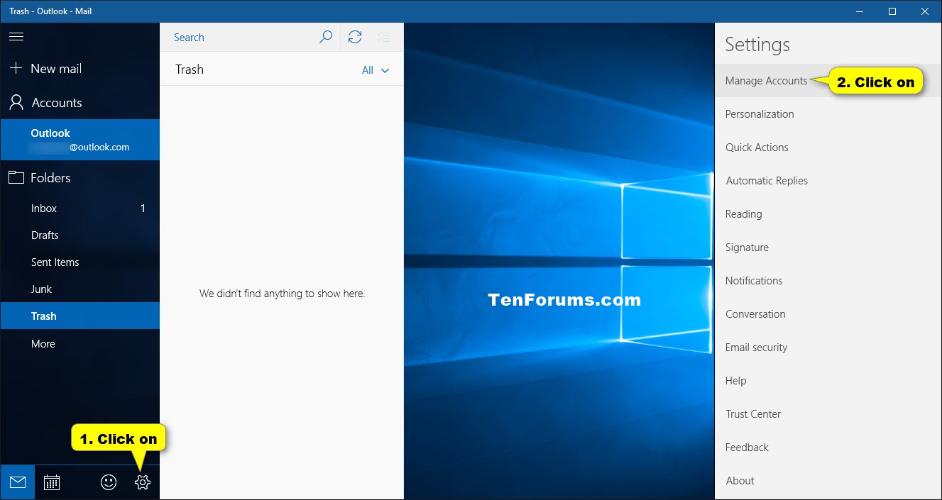 Mail app Change Mailbox Sync Settings in Windows 10 Windows 10