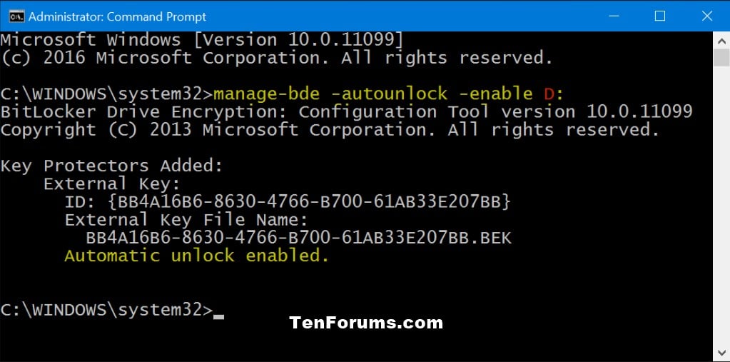 Turn On or Off Autounlock for BitLocker Drive in Windows 10 Tutorials
