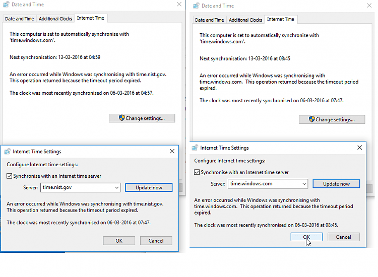 Synchronize Clock with an Time Server in Windows 10 Page 2