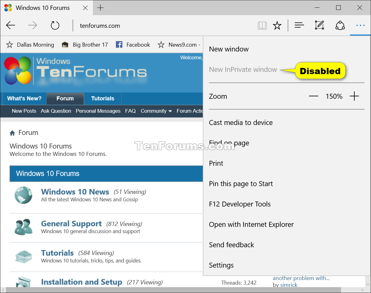 Enable or Disable Microsoft Edge InPrivate Browsing in Windows 10 Tutorials