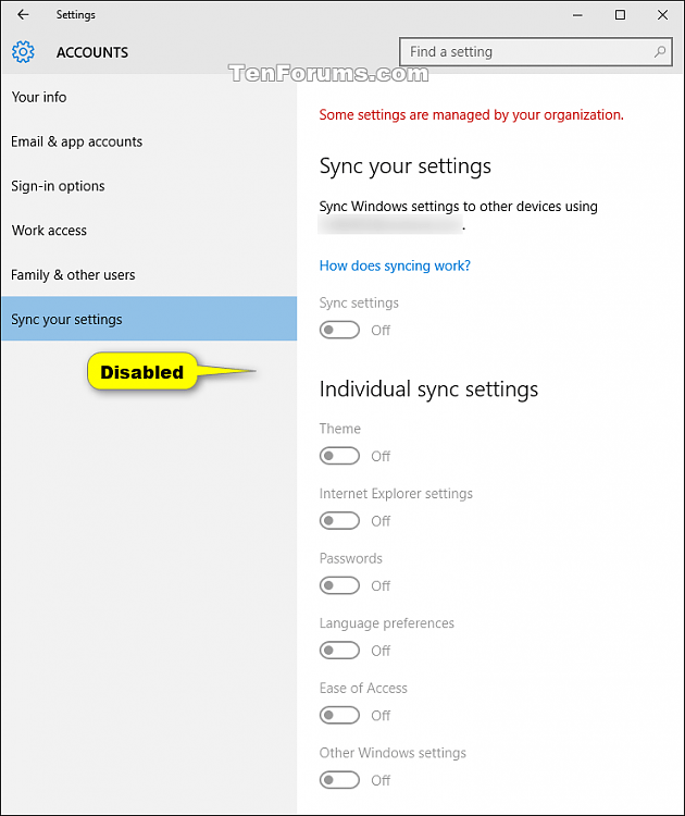 Enable or Disable Sync Your Settings in Windows 10 Tutorials
