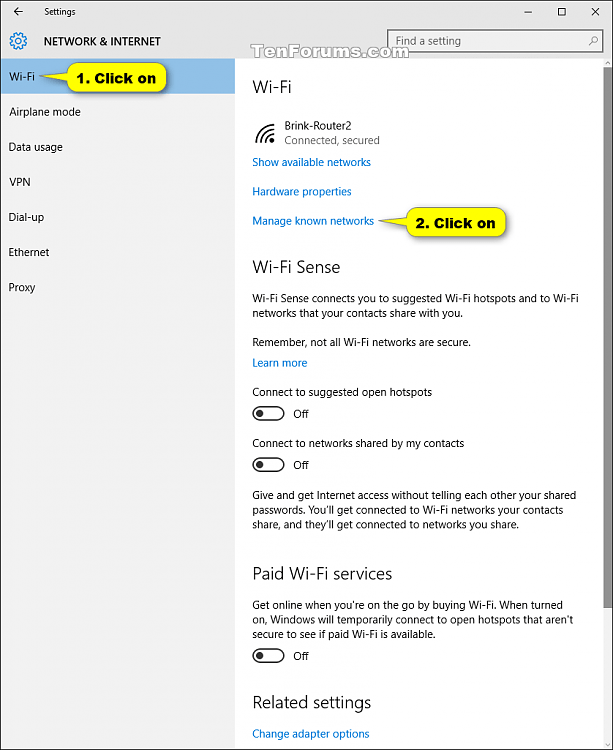Set Wireless Network as Metered or NonMetered in Windows 10 Tutorials