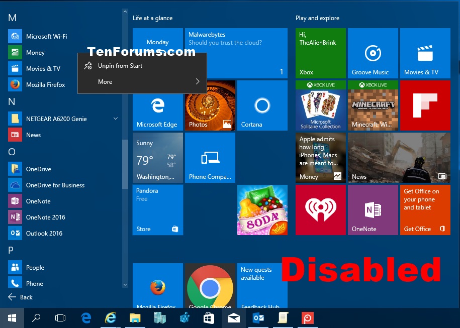 Enable or Disable Uninstall Apps from Start in Windows 8 and 10 Tutorials