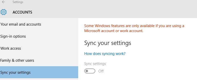 Turn On or Off Sync Settings for Microsoft Account in Windows 10 Page