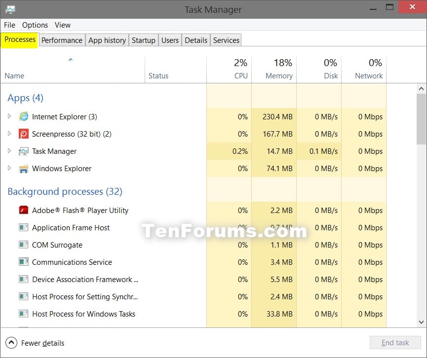 Task Manager Open in Windows 10 Windows 10 Performance