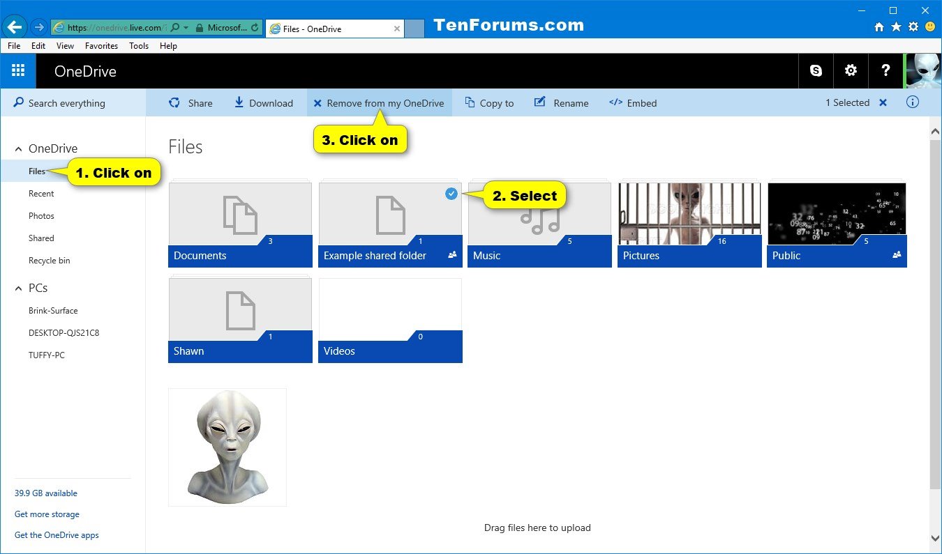 Add or Remove Shared Folders from OneDrive Tutorials