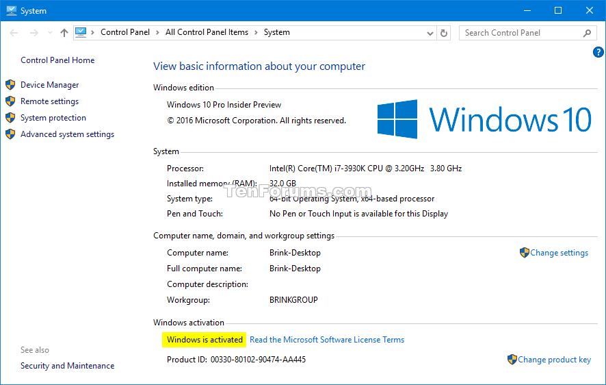 Activation of Windows 10 Check Windows 10 Tutorials