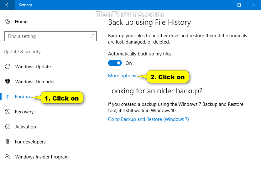 Restore Files or Folders from File History in Windows 10 Tutorials