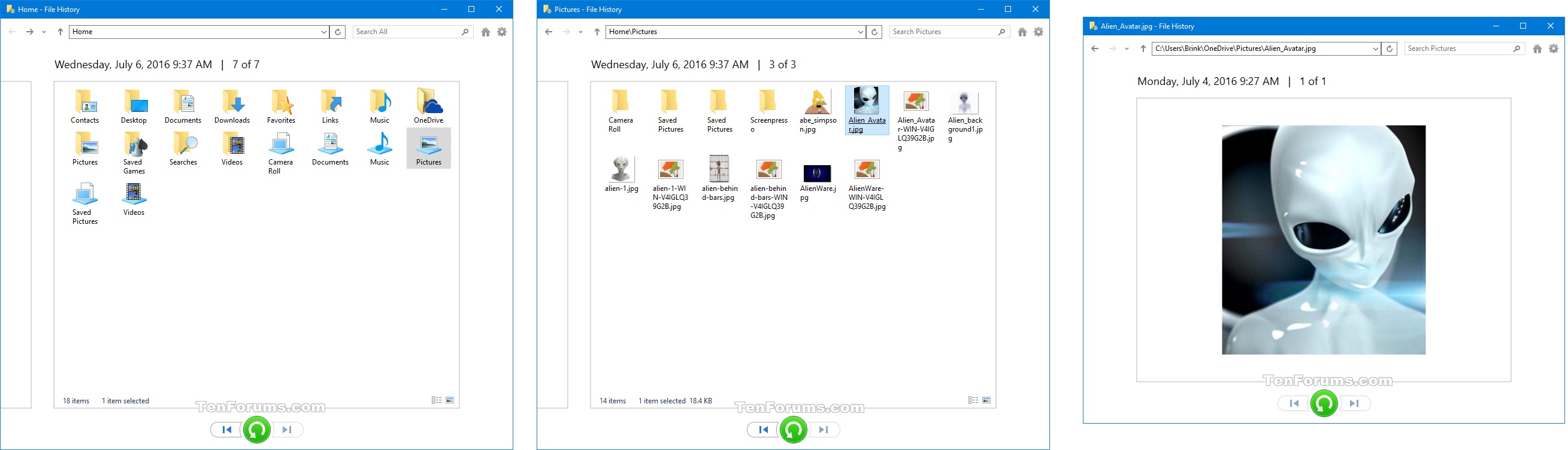 Restore Files or Folders from File History in Windows 10 Tutorials