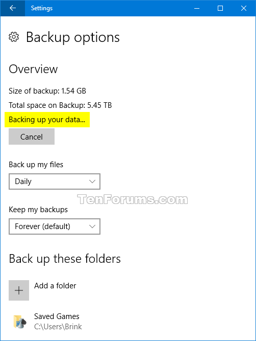 Backup Files and Folders with File History in Windows 10 Tutorials
