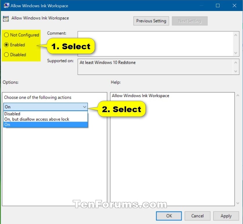 Enable or Disable Windows Ink Workspace in Windows 10 Tutorials