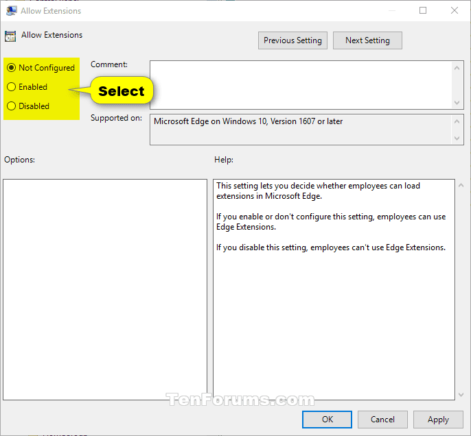 How to disable extension support on Microsoft Edge