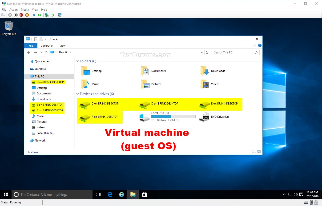 Use Local Devices and Resources on HyperV Virtual Machine in Windows