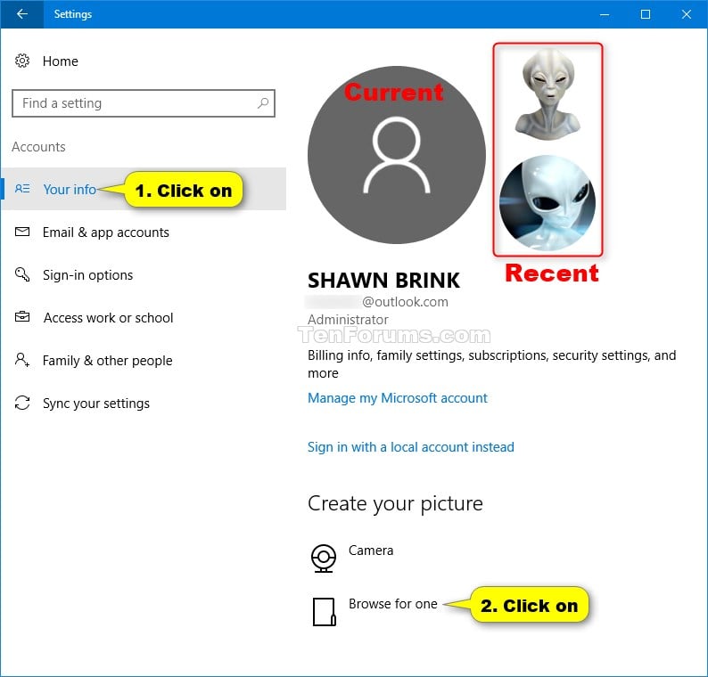 Account Picture Change in Windows 10 Windows 10 User Accounts Tutorials