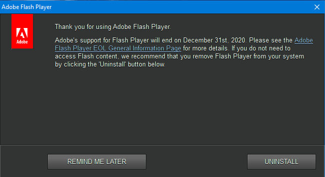 Update on Adobe Flash Player End of Support Page 2 Windows 10 Forums
