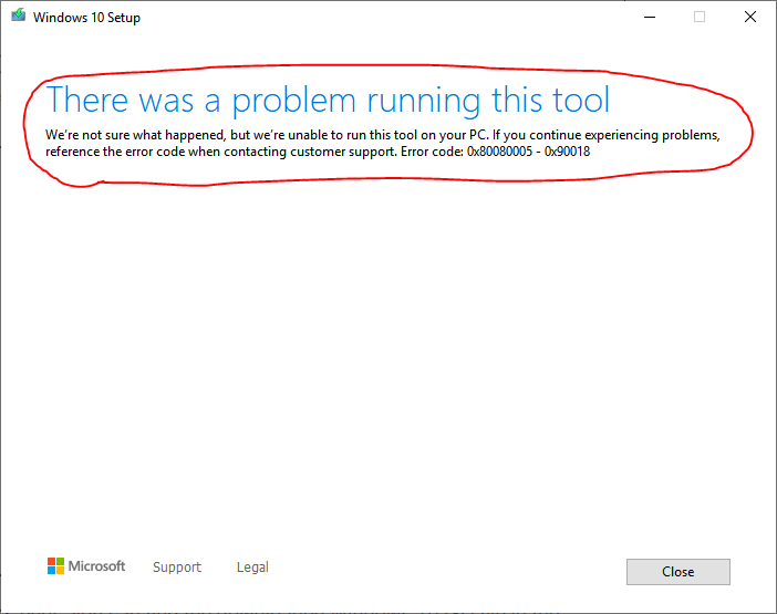 Media Creation Tool "There was a problem running this tool" error