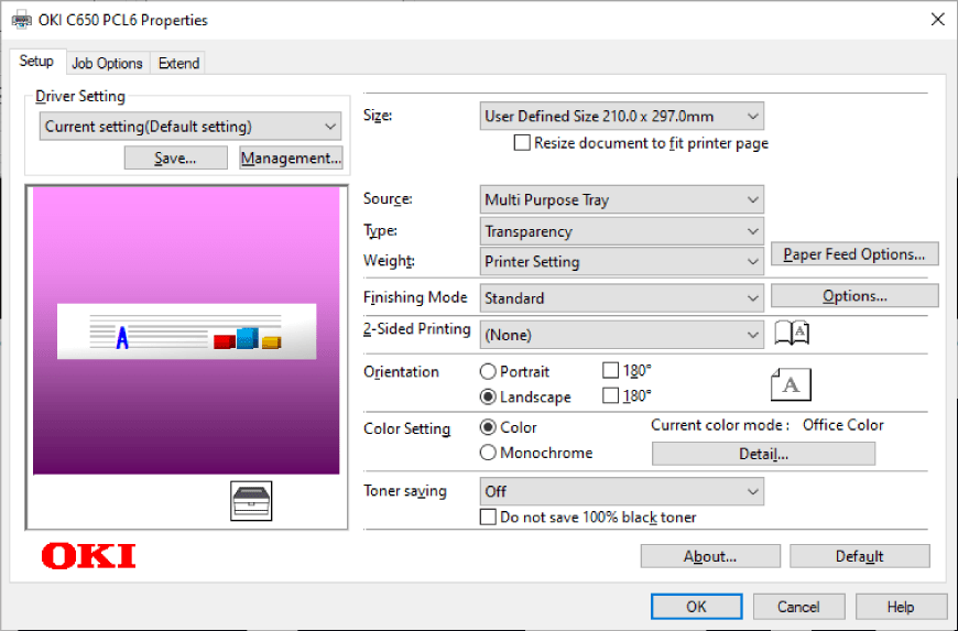 C650 Printing Preferences Tennants UK