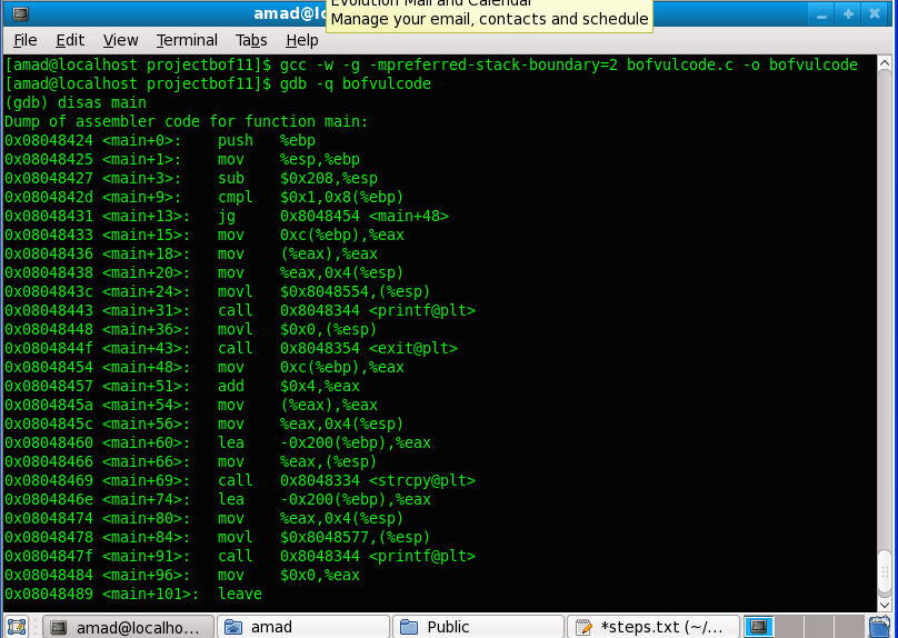Information on C function call mechanisms, GCC stack boundary alignment and creating and testing