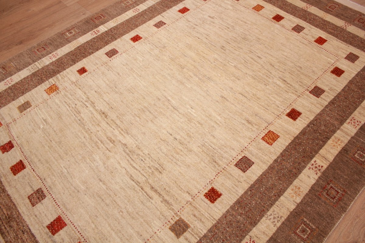Perser Teppich Gabbeh Loribaft 227x166 cm Beige Nomadenteppich