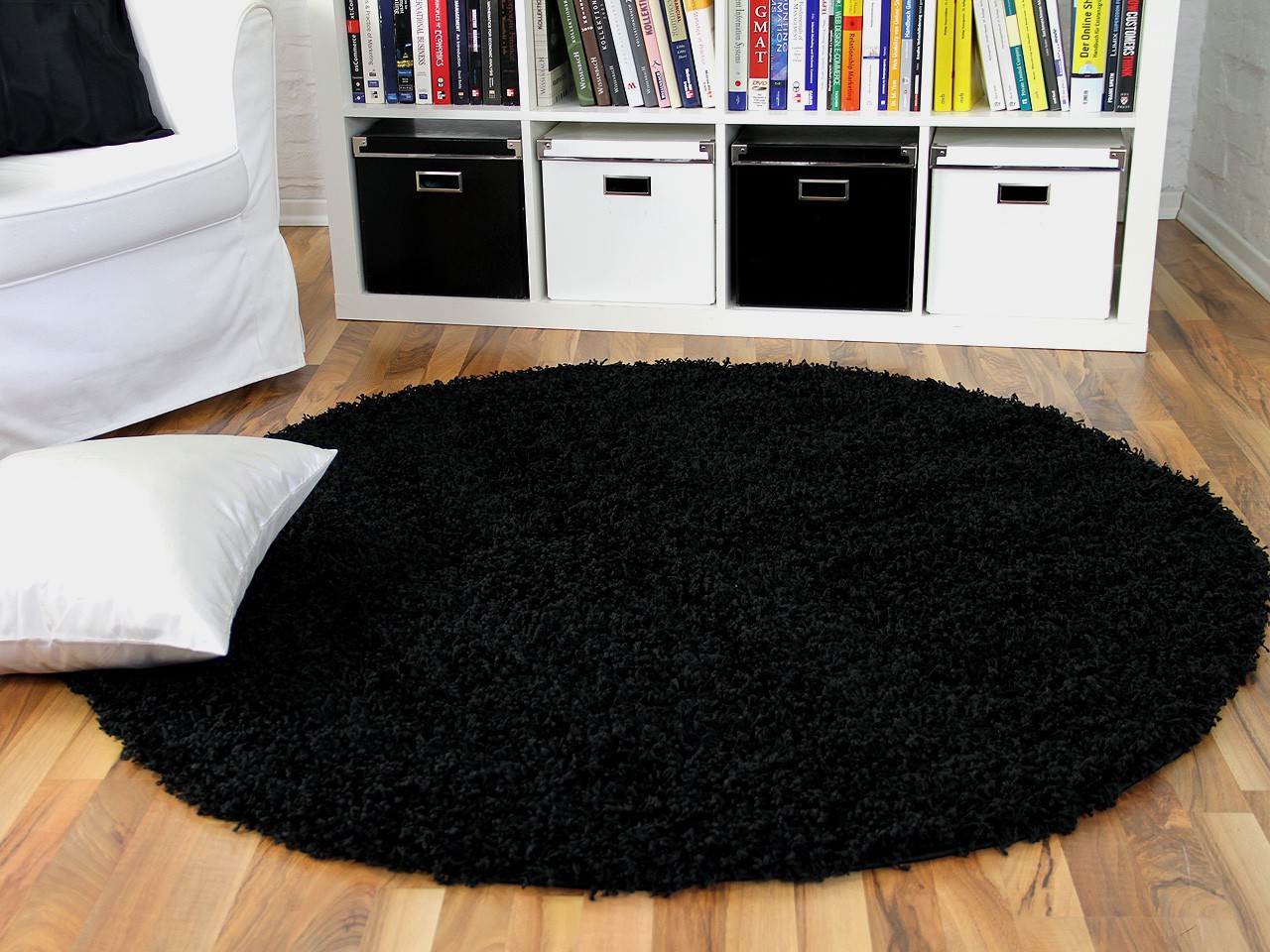 Hochflor Langflor Shaggy Teppich Aloha Schwarz Rund Teppiche Hochflor