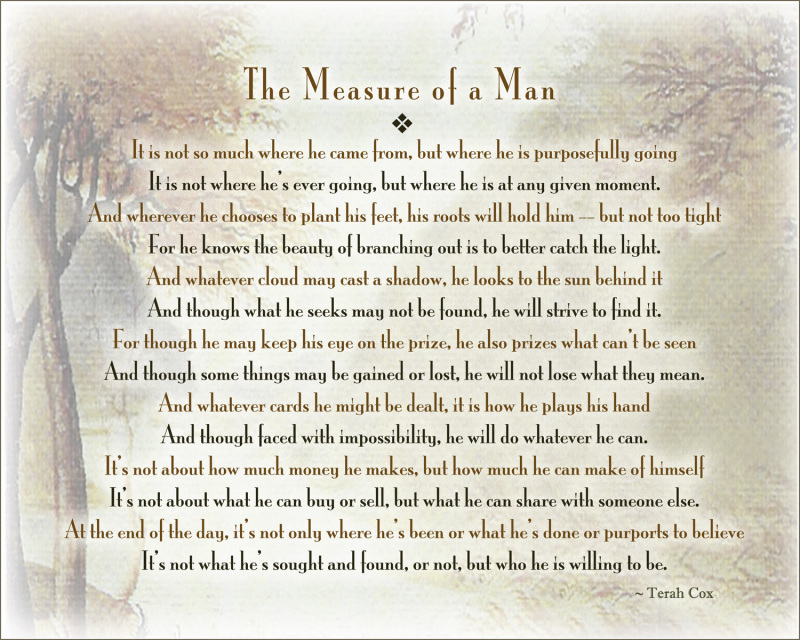 MEASURE OF A MAN, poem by Terah Cox