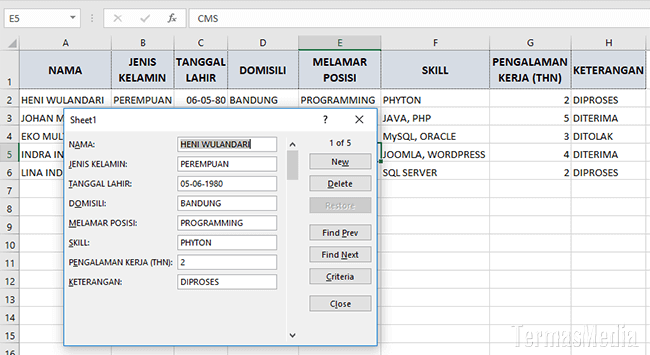 Membuat Formulir Input Data (Data Entry Form) Di Microsoft