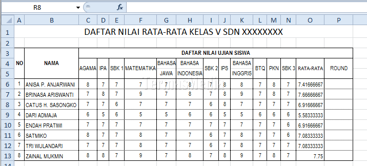 Menggunakan Fungsi ROUND() Di Excel