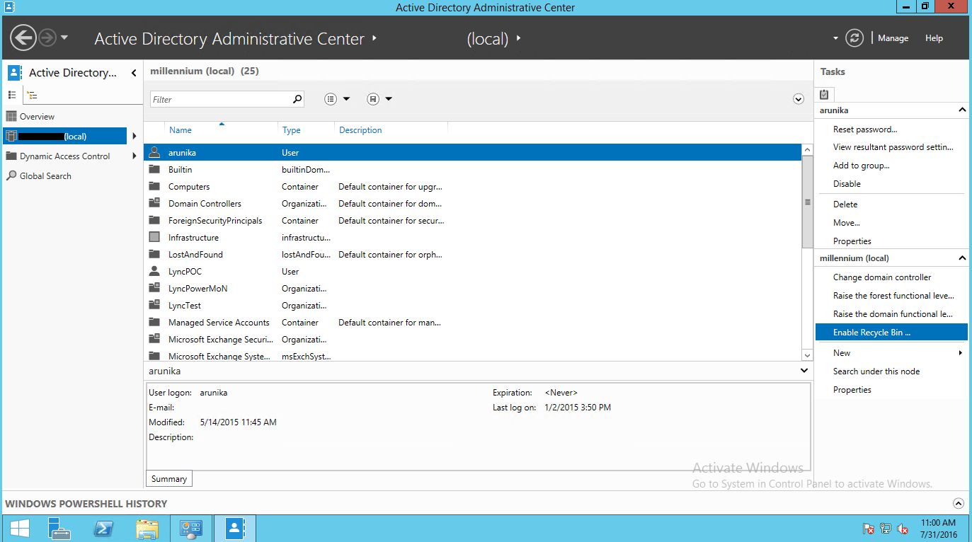 Terminalworks Blog Active Directory Recycle Bin Windows Server 2012 R2