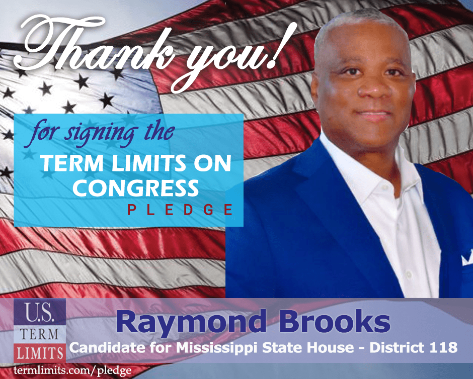 Raymond Brooks Pledges to Support Congressional Term Limits U.S. Term