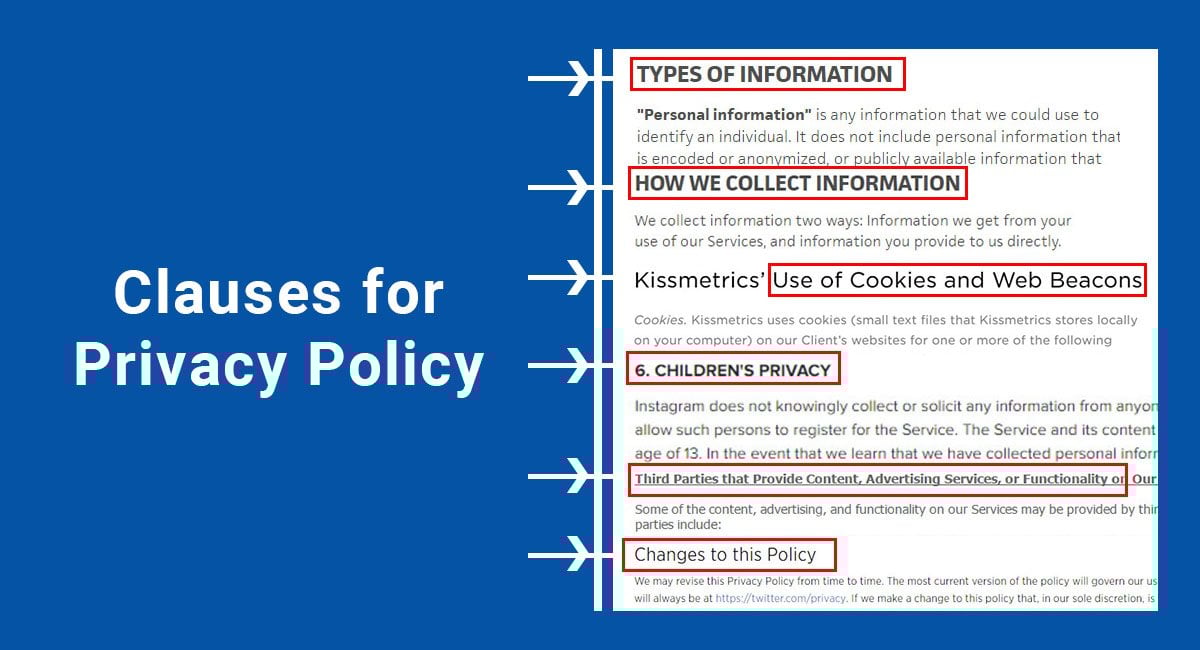 Clauses for Privacy Policy TermsFeed