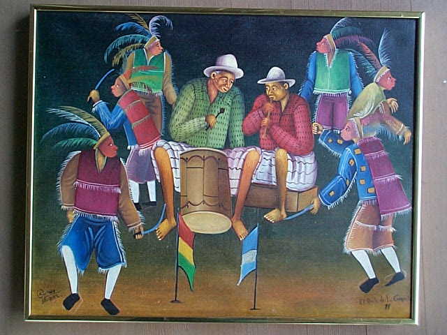 Larger_Mayan Naive Oil Paintings of Coffee from the Santiago Atitlan