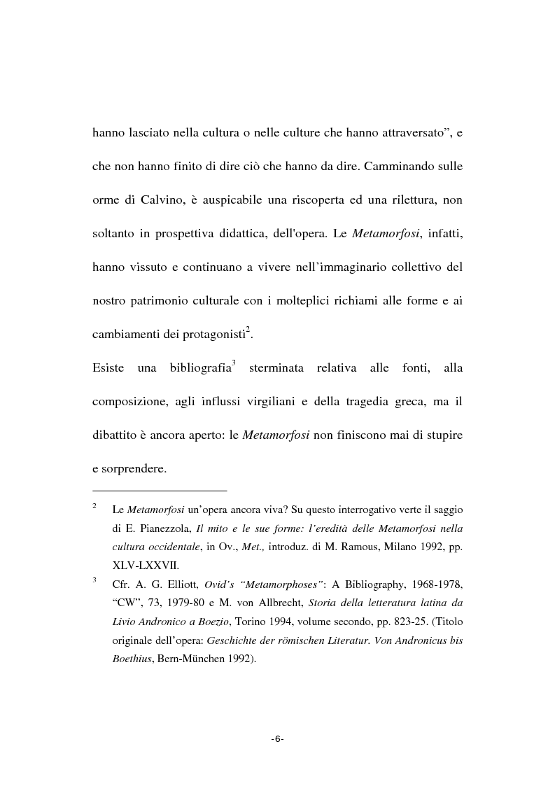 Anteprima tesi Le Metamorfosi di Ovidio in prospettiva
