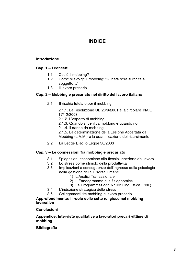 Il Mobbing Nell'era Del Precariato - Le Cause Di Una Pratica Apparentemente Improduttiva E I Suoi Collegamenti Con Il Nuovo Mondo Del Lavoro - Indice 1123_x_793_png