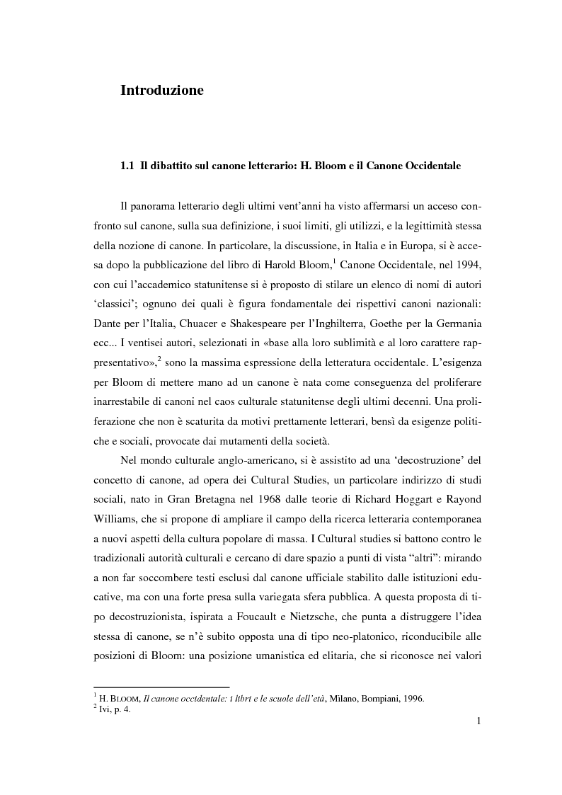 Il canone letterario del Novecento italiano Tesi di