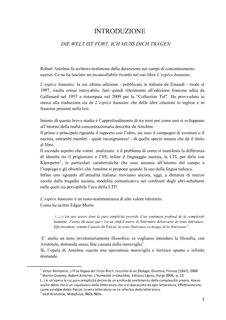 Altro, identità e linguaggio riflessioni su l'Espèce